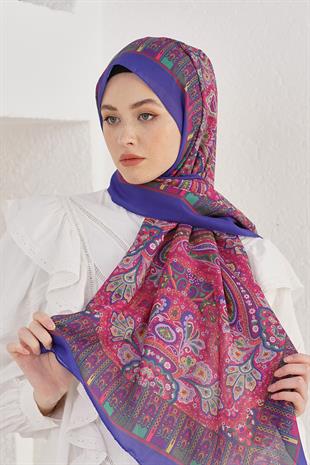 Loryan Scarf Linen Şal - Linen Harmony Pamuk Keten Şal 4298 Saks