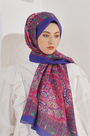 Loryan Scarf Linen Şal - Linen Harmony Pamuk Keten Şal 4298 Saks