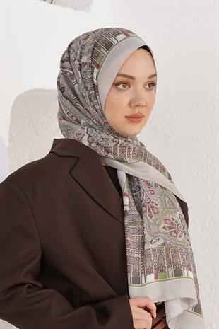 Loryan Scarf Linen Şal - Linen Harmony Pamuk Keten Şal 4298 Gri