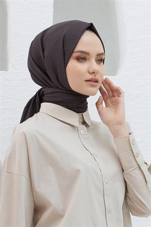 Loryan Scarf Logo Desen, Jakarlı Pamuklu Şal Acı Kahve
