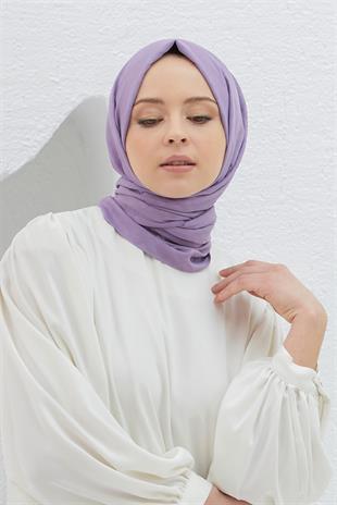 Loryan Scarf Logo Desen, Jakarlı Pamuklu Şal Koyu Lila