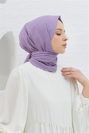 Loryan Scarf Logo Desen, Jakarlı Pamuklu Şal Koyu Lila