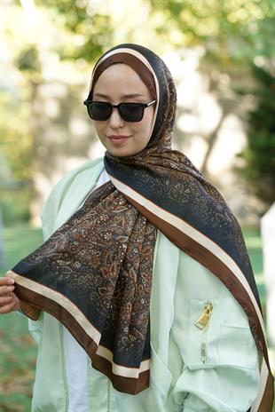 Loryan Scarf Zerre Degrade Etnik Şal - Acı Kahve
