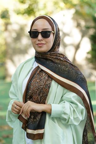 Loryan Scarf Zerre Degrade Etnik Şal - Acı Kahve