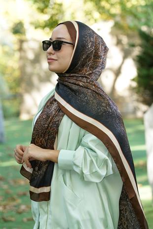 Loryan Scarf Zerre Degrade Etnik Şal - Acı Kahve