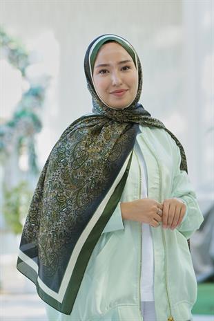 Loryan Scarf Zerre Degrade Etnik Şal - Haki