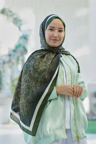 Loryan Scarf Zerre Degrade Etnik Şal - Haki