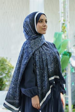 Loryan Scarf Zerre Degrade Etnik Şal - Lacivert