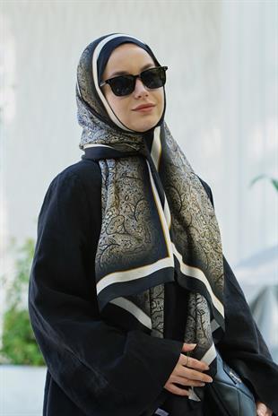 Loryan Scarf Zerre Degrade Etnik Şal - Lacivert/Bej