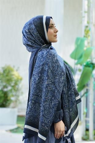 Loryan Scarf Zerre Degrade Etnik Şal - Lacivert