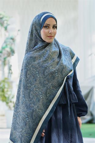 Loryan Scarf Zerre Degrade Etnik Şal -  Petrol