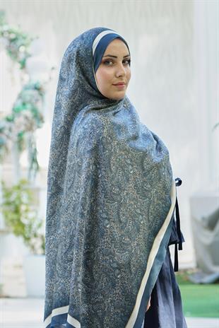 Loryan Scarf Zerre Degrade Etnik Şal -  Petrol