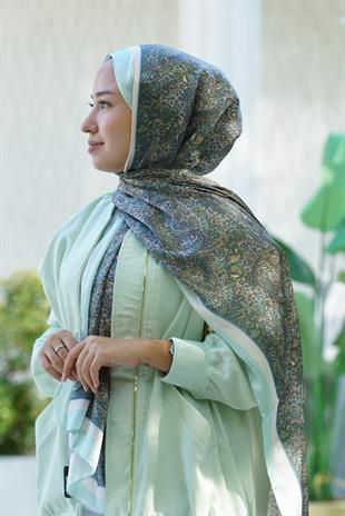 Loryan Scarf Zerre Degrade Etnik Şal -  Turkuaz