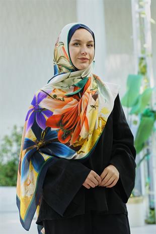 Loryan Scarf Zerre Flora Şal -  Lacivert