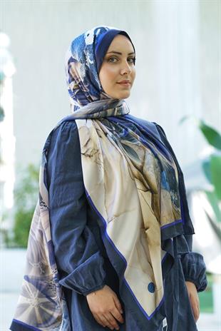 Loryan Scarf Zerre Flora Şal - Saks