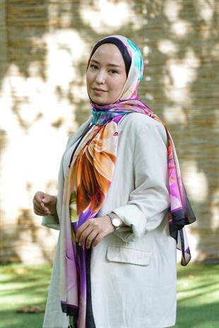 Loryan Scarf Zerre Flora Şal - Siyah