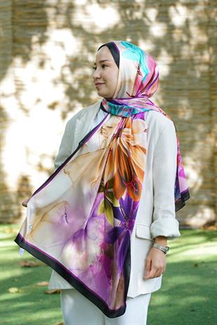Loryan Scarf Zerre Flora Şal - Siyah