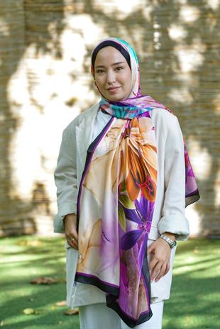 Loryan Scarf Zerre Flora Şal - Siyah