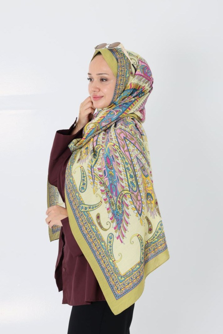 Diamond Mimoza Şal Fıstık Yeşili - Bej 