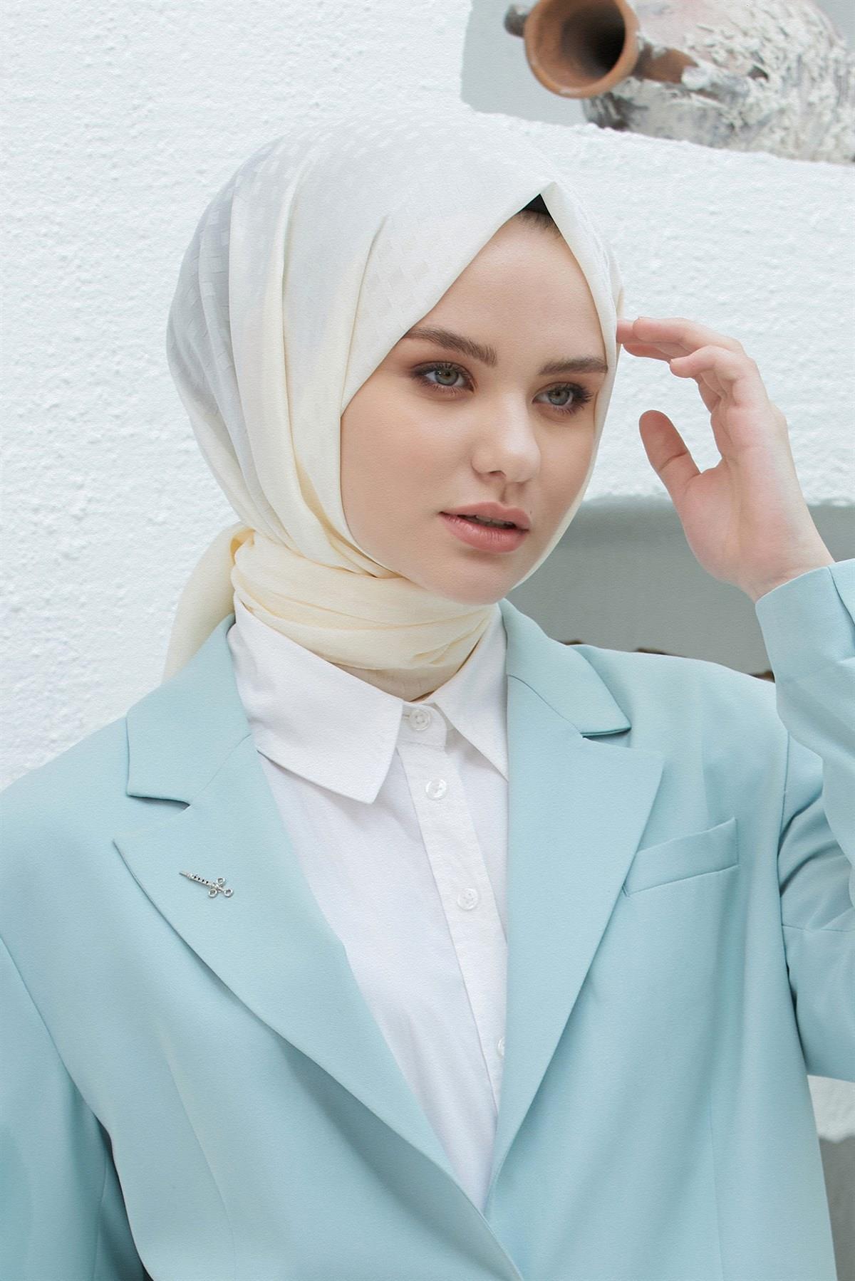 Loryan Scarf Abiye ve Günlük Kullanım, Tek Renk Richard Şal Ekru