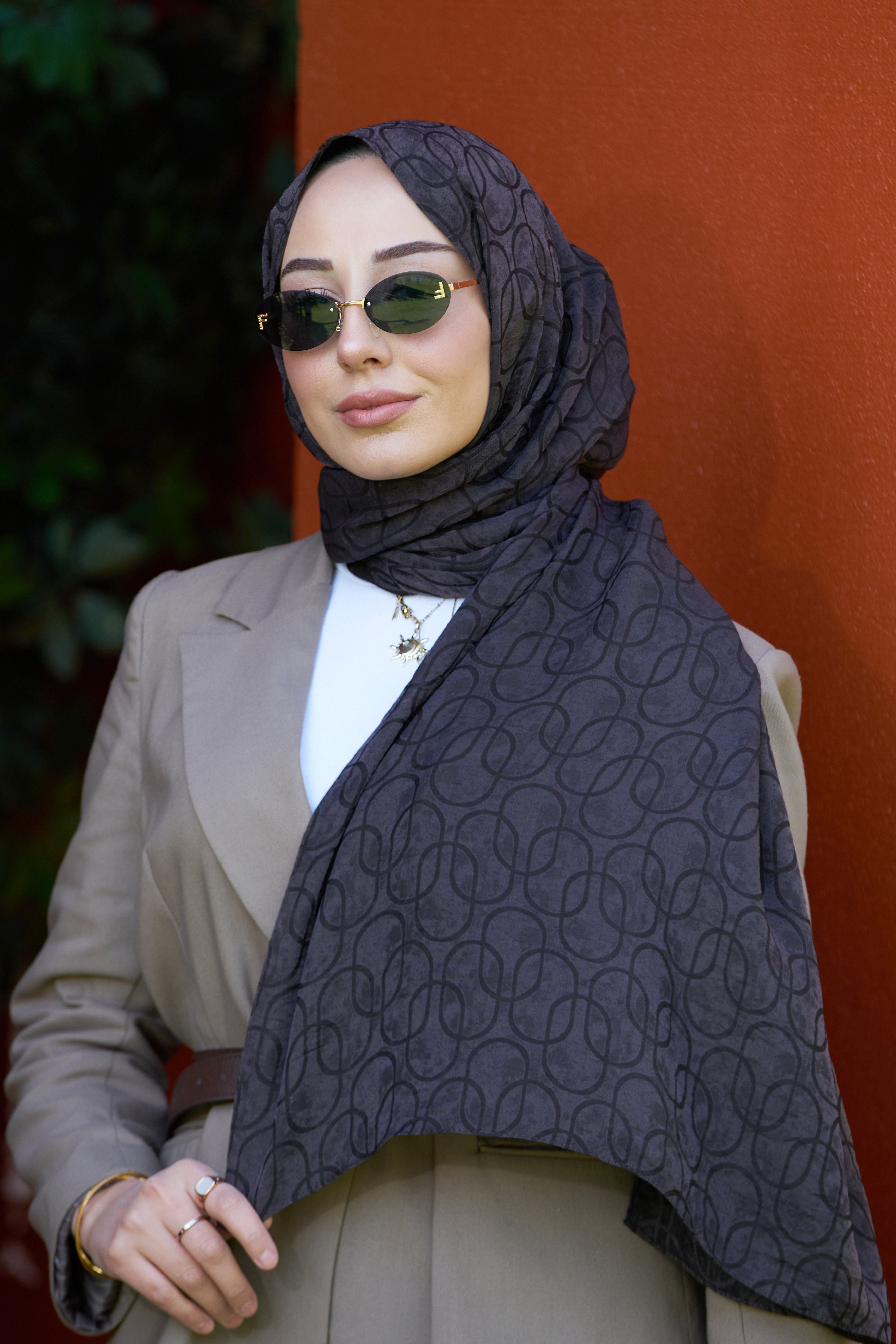 Loryan Scarf Aria Zincir Şal - Acı Kahve 