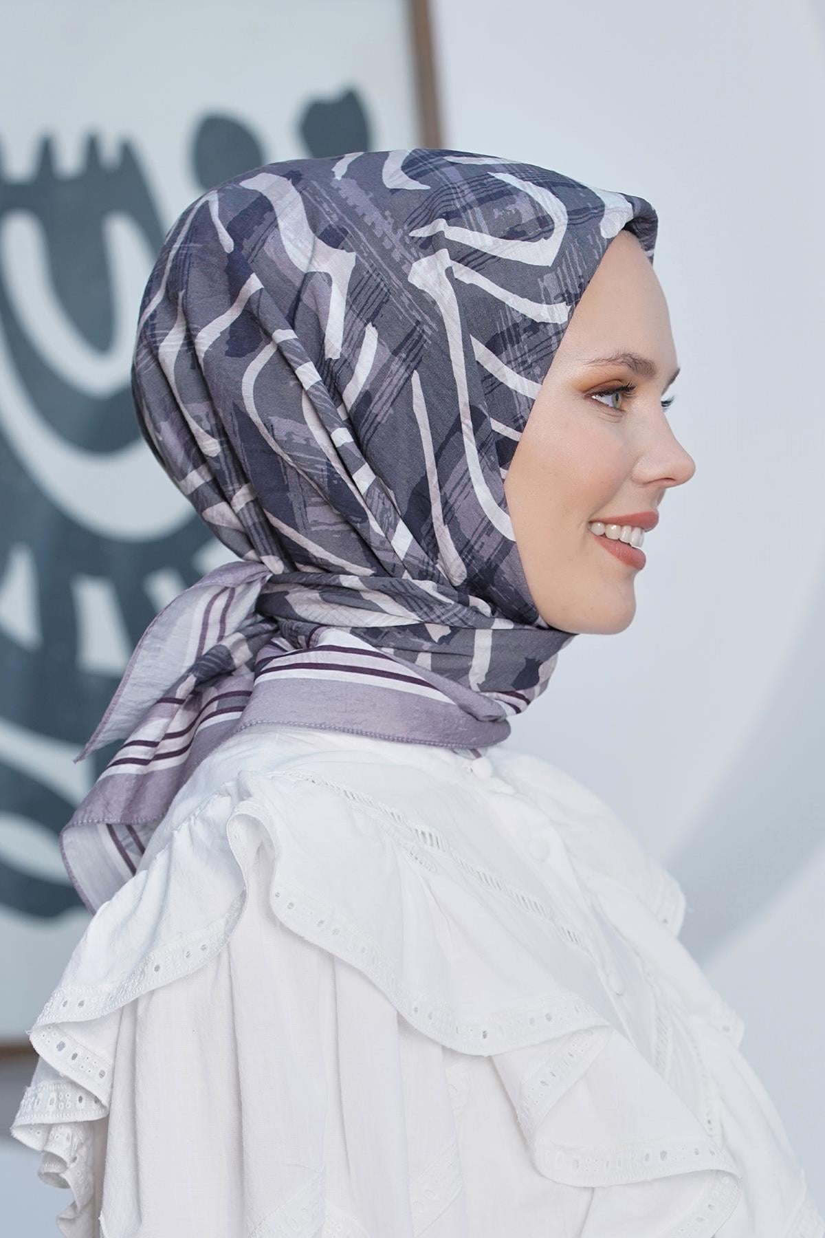 Loryan Scarf Diamond Eşarp - Diamond Arte İpeksi Eşarp 4287 Gri