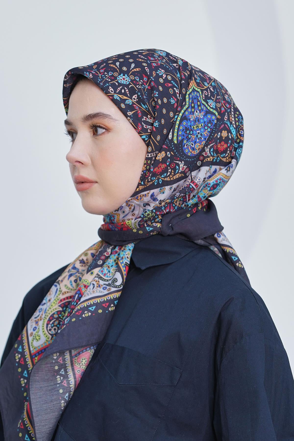Loryan Scarf Diamond Eşarp - Diamond Harmony Black İpeksi Eşarp 4316 SİYAH
