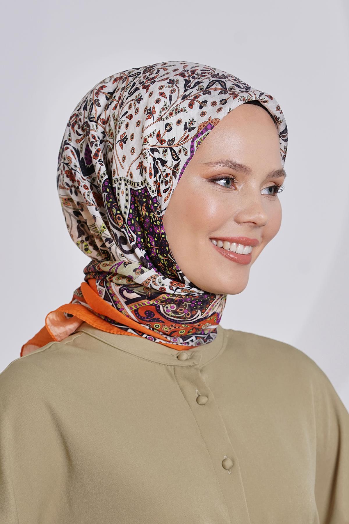 Loryan Scarf Diamond Eşarp - Diamond Harmony İpeksi Eşarp 4295 Orange