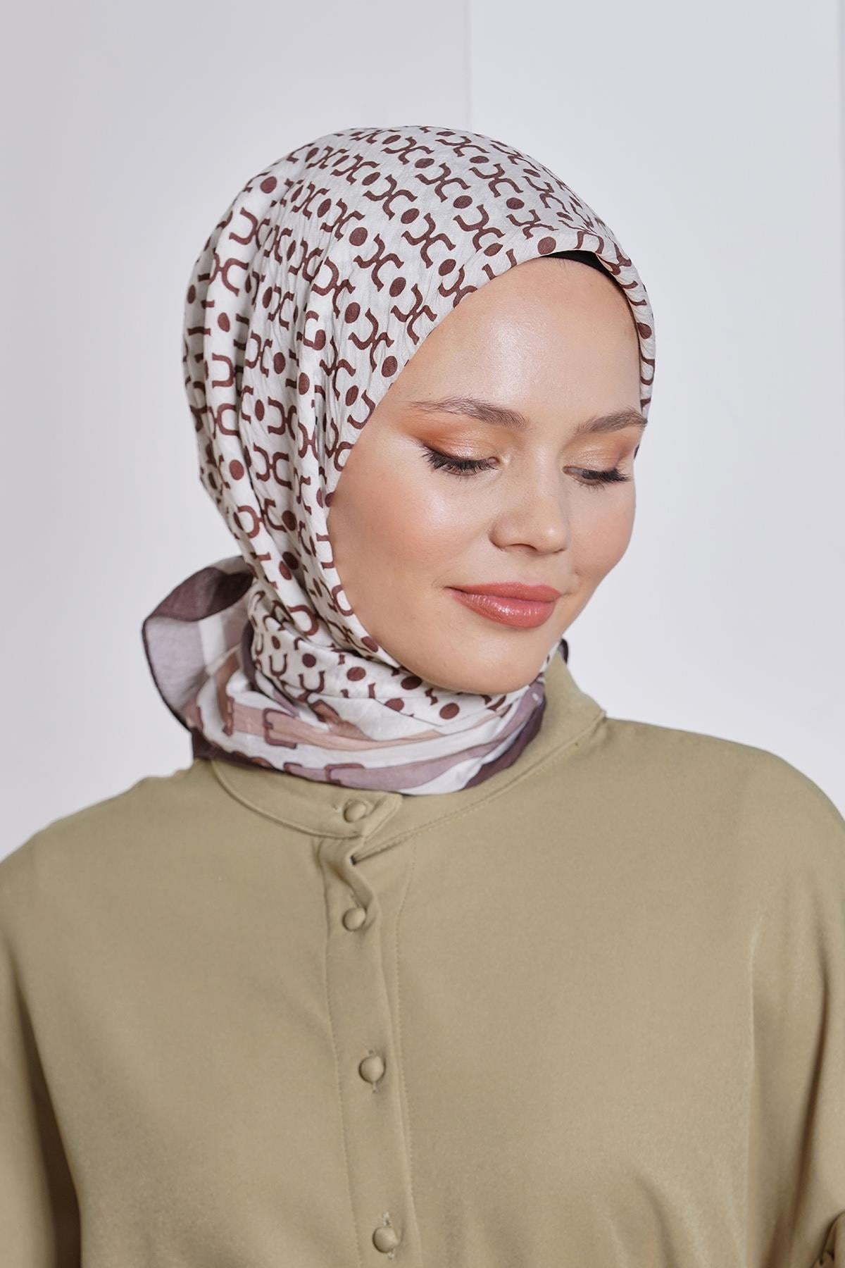 Loryan Scarf Diamond Eşarp - Diamond Royal İpeksi Eşarp 4283 Kahve