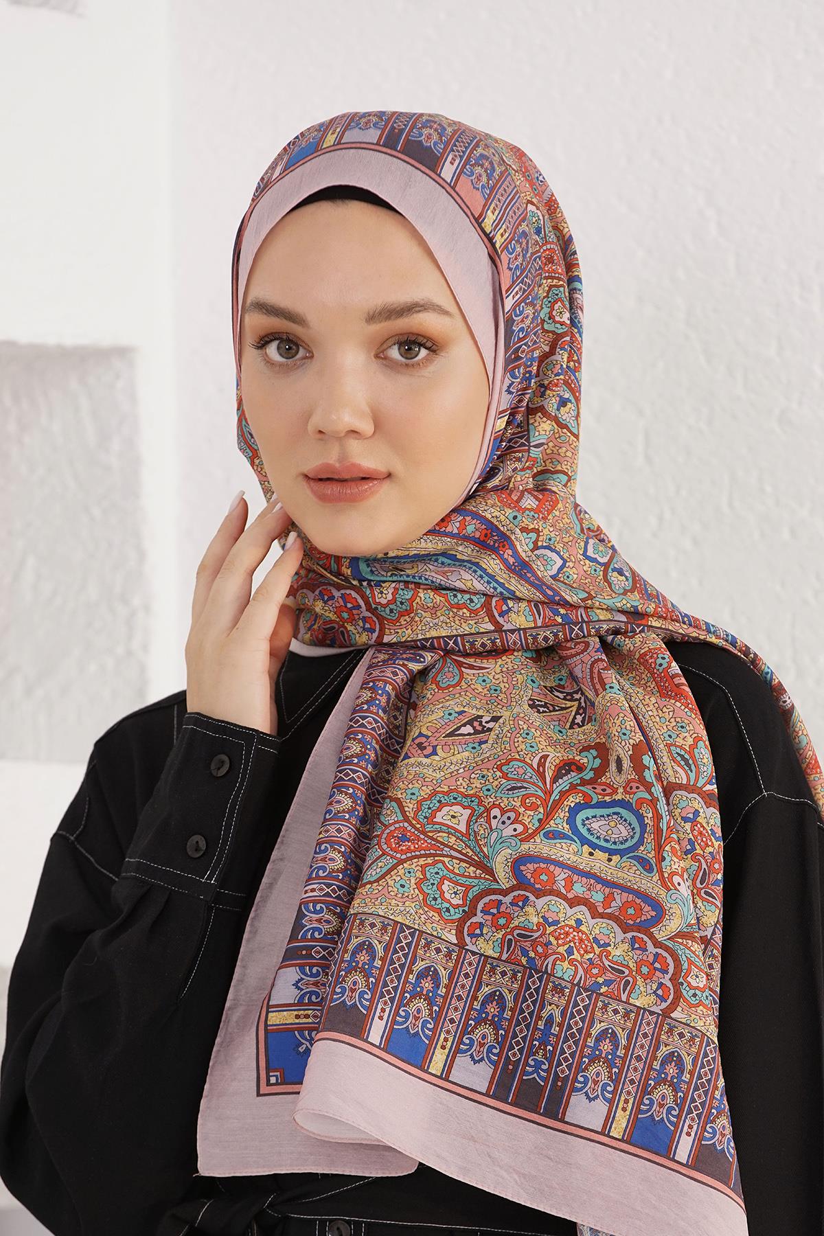 Loryan Scarf Diamond Şal - Diamond Harmony İpeksi Şal 4281 Somon