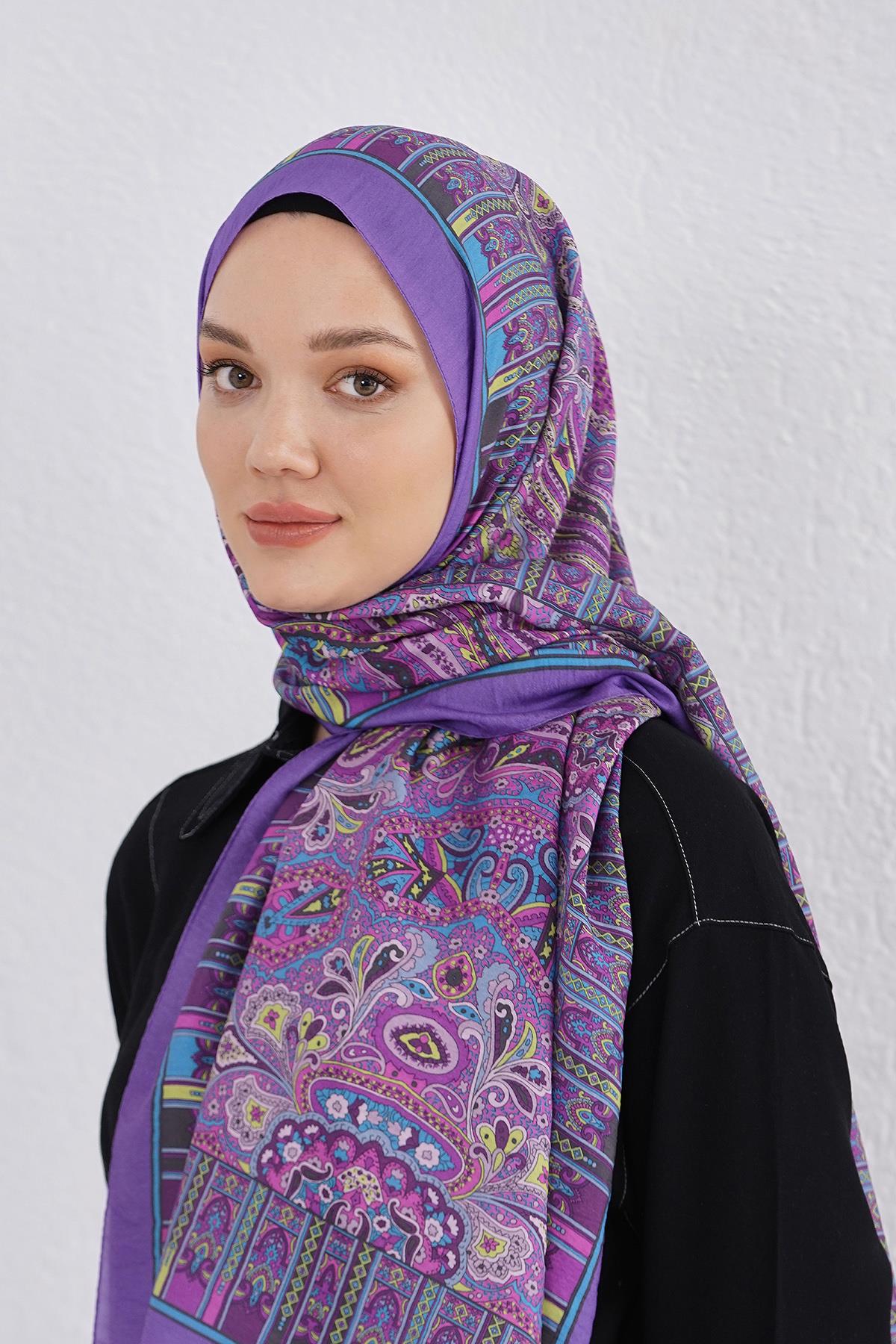 Loryan Scarf Diamond Şal - Diamond Harmony İpeksi Şal 4281 Lila