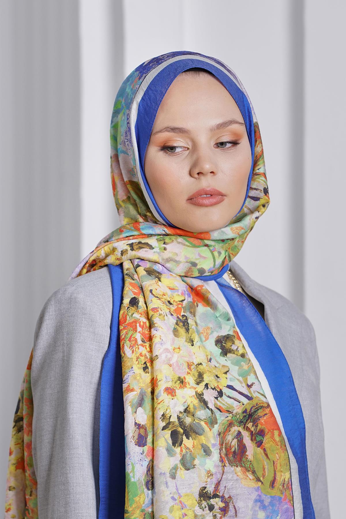 Loryan Scarf Diamond Şal - Diamond Henna İpeksi Şal 4284 Saks