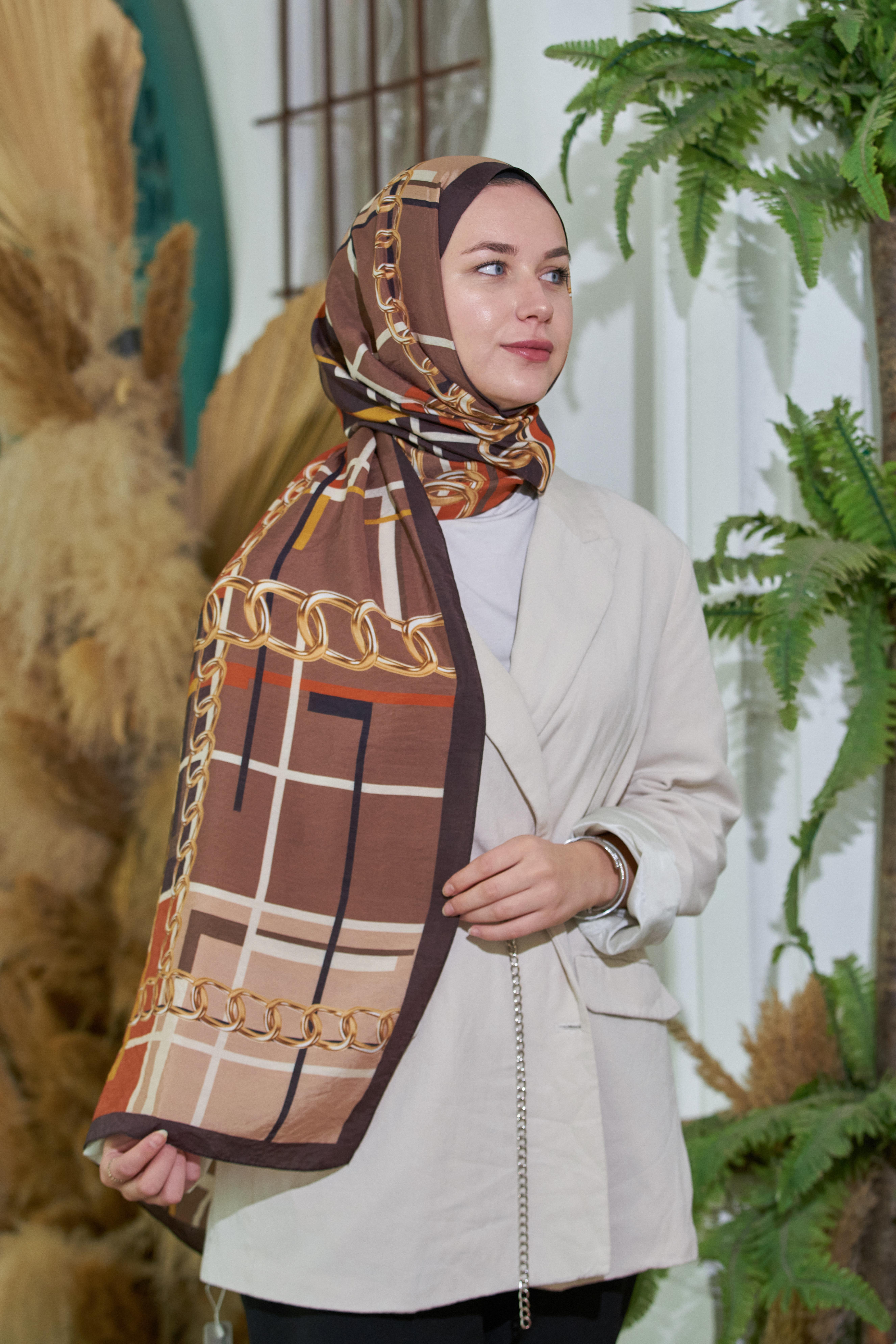 Loryan Scarf Ekose Zincir Şal - Kiremit