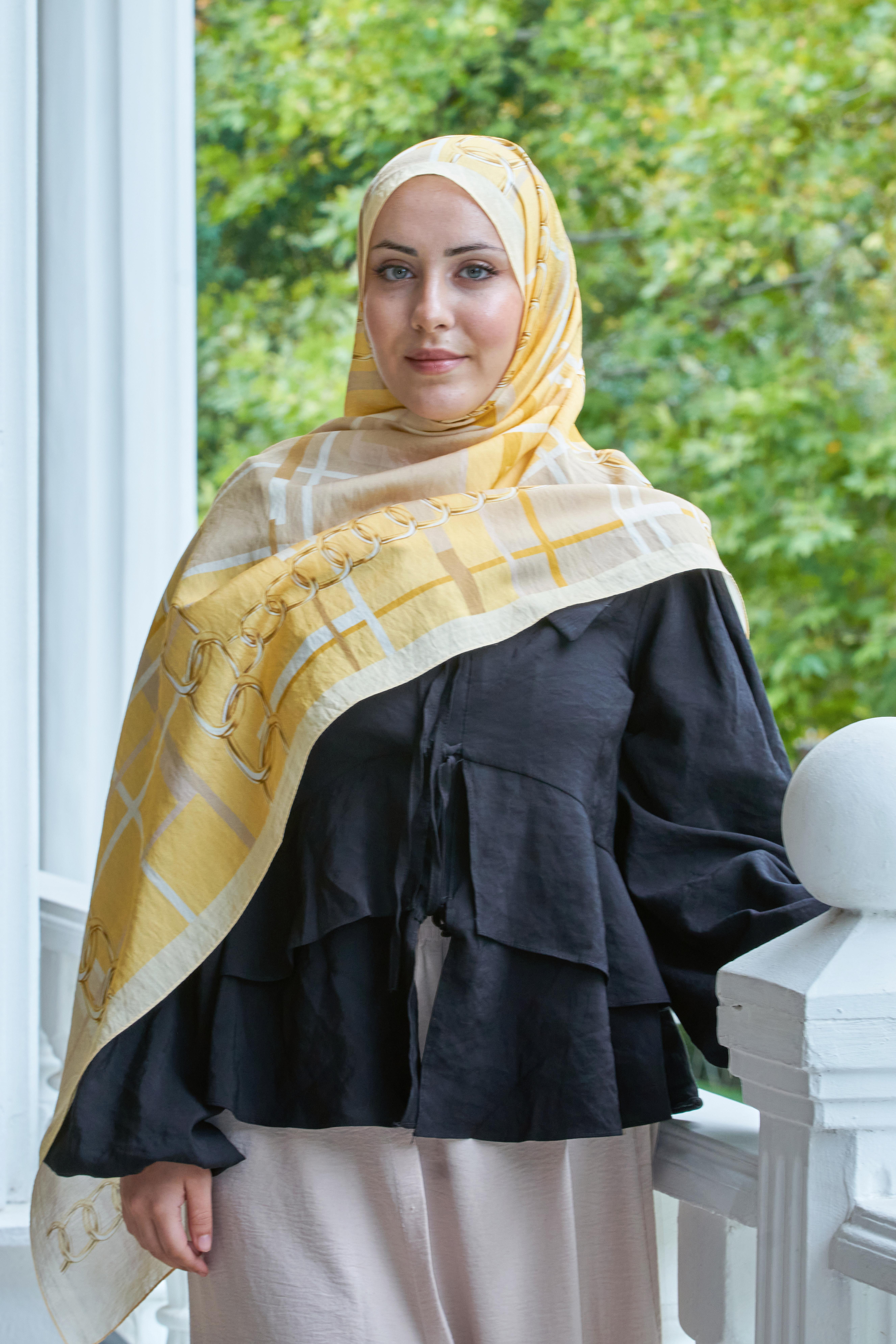 Loryan Scarf Ekose Zincir Şal - Sarı