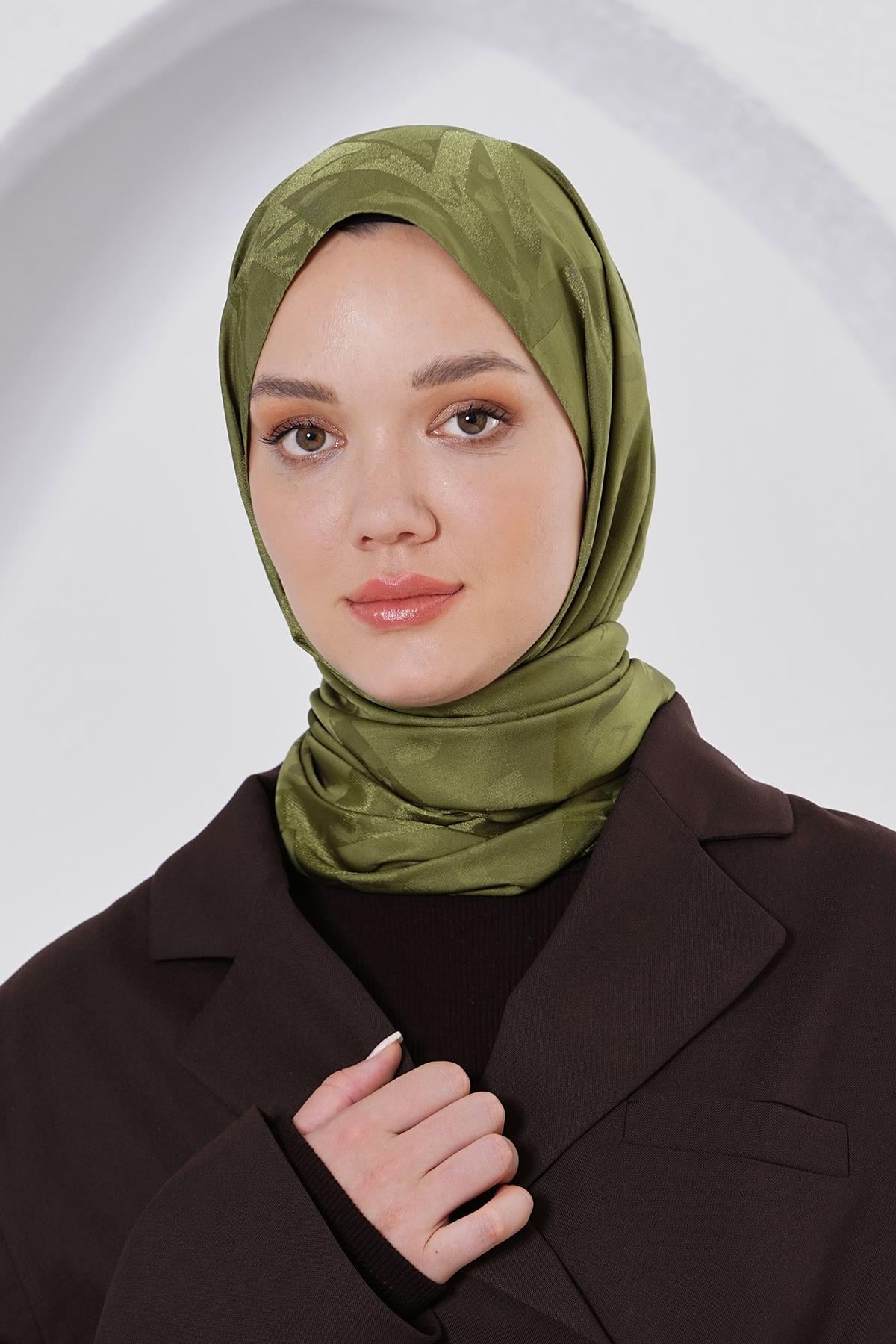 Loryan Scarf Jakar Şal - Delta Floş Jakar Şal 4299 Haki