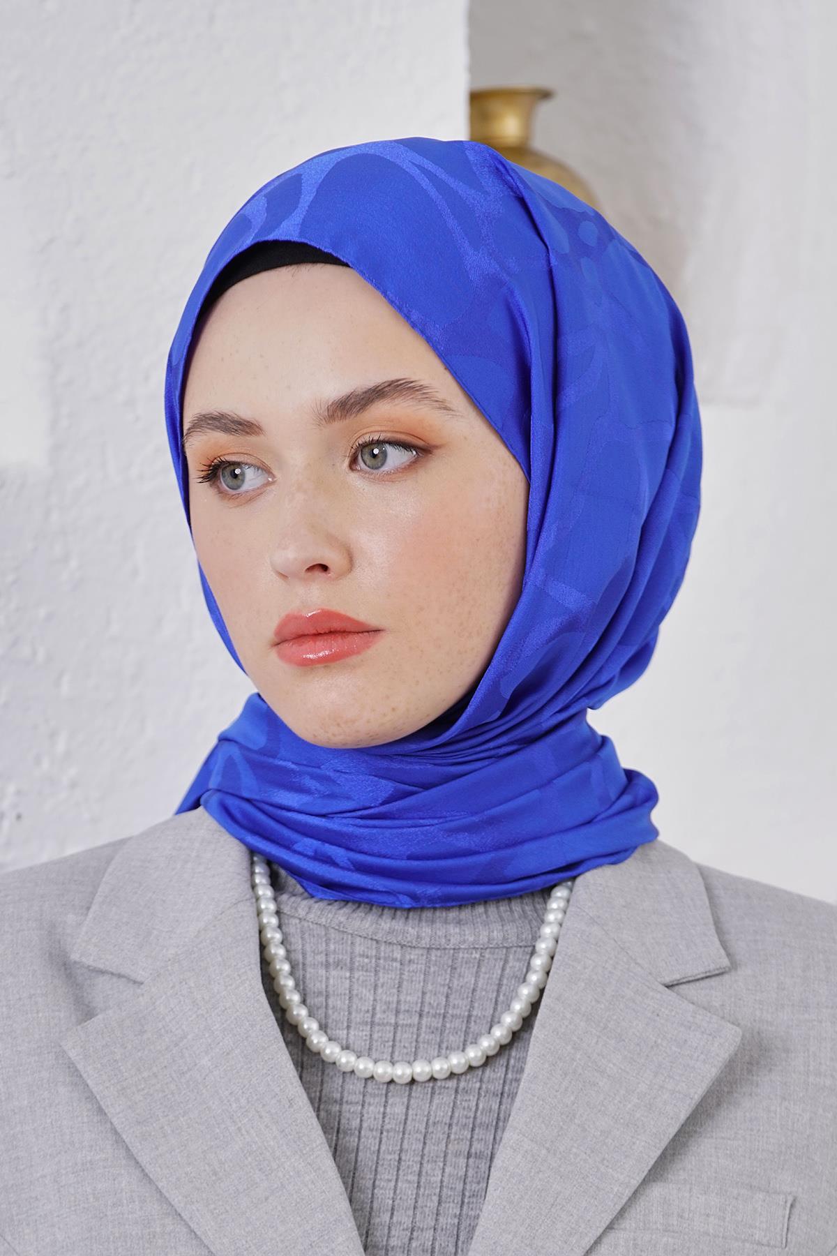 Loryan Scarf Jakar Şal - Stone Floş Jakar Şal 4312 Saks