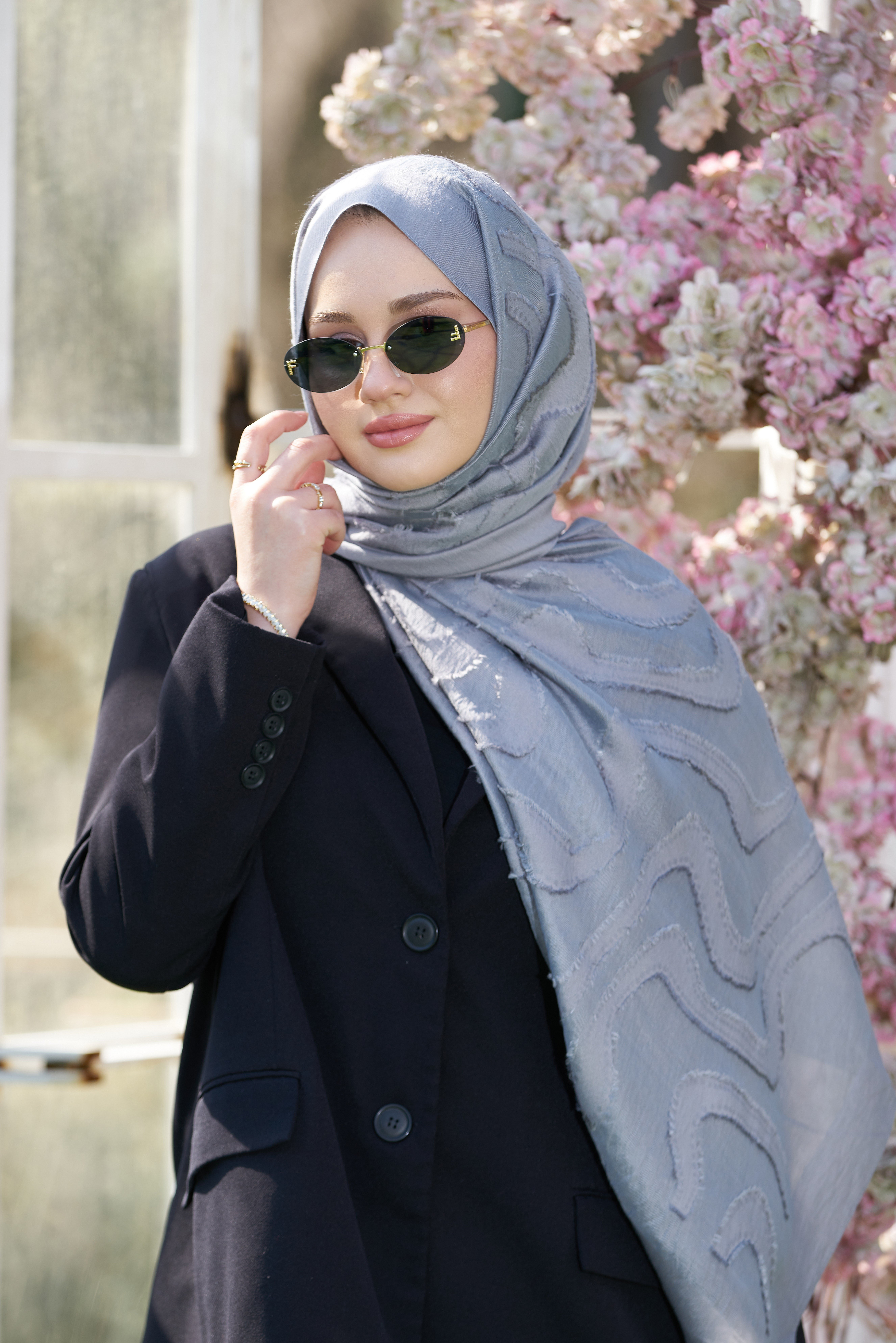 Loryan Scarf Lavin Girdap Şal - Füme