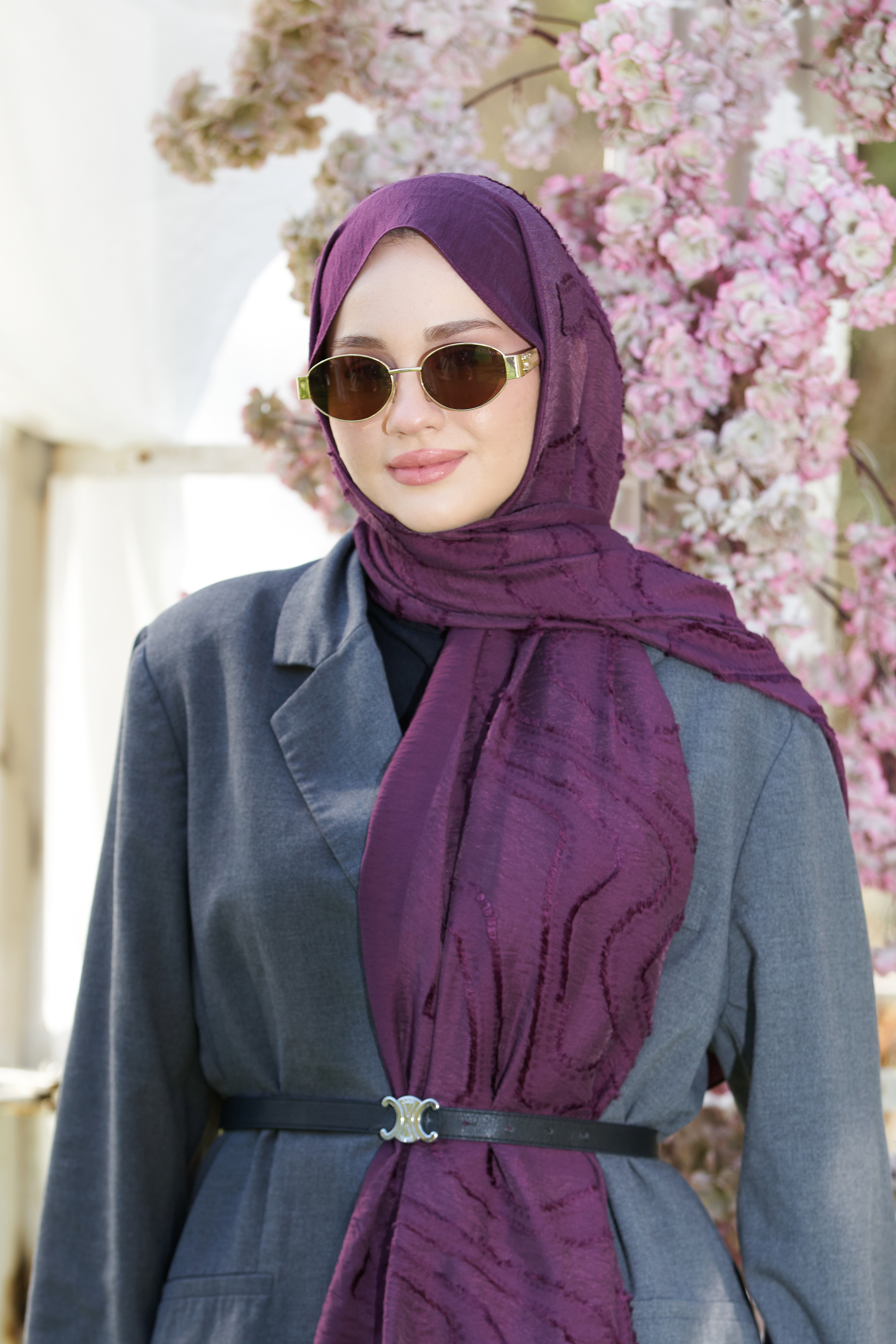 Loryan Scarf Lavin Girdap Şal - Mürdüm