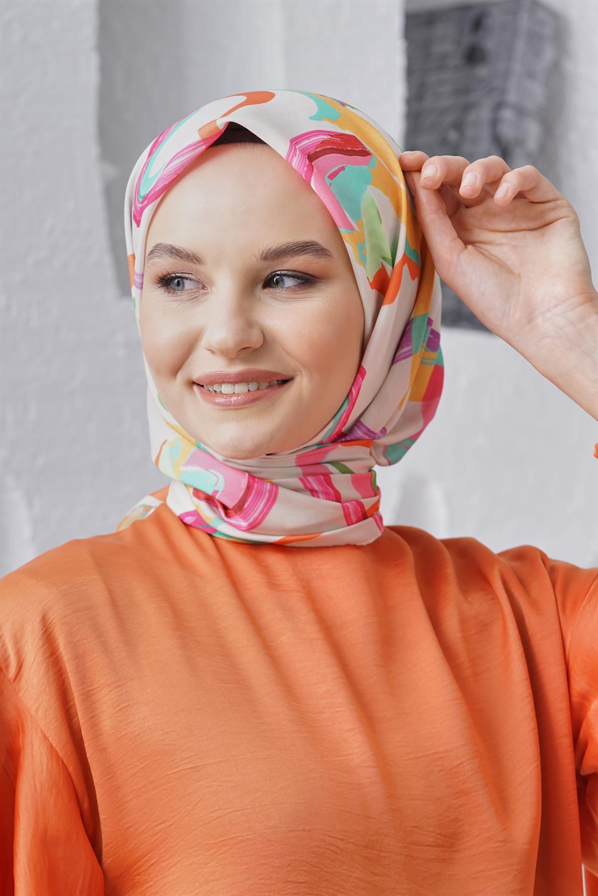 Loryan Scarf Linen Keten Karışımlı Pamuklu Confetti Desenli Eşarp Bej