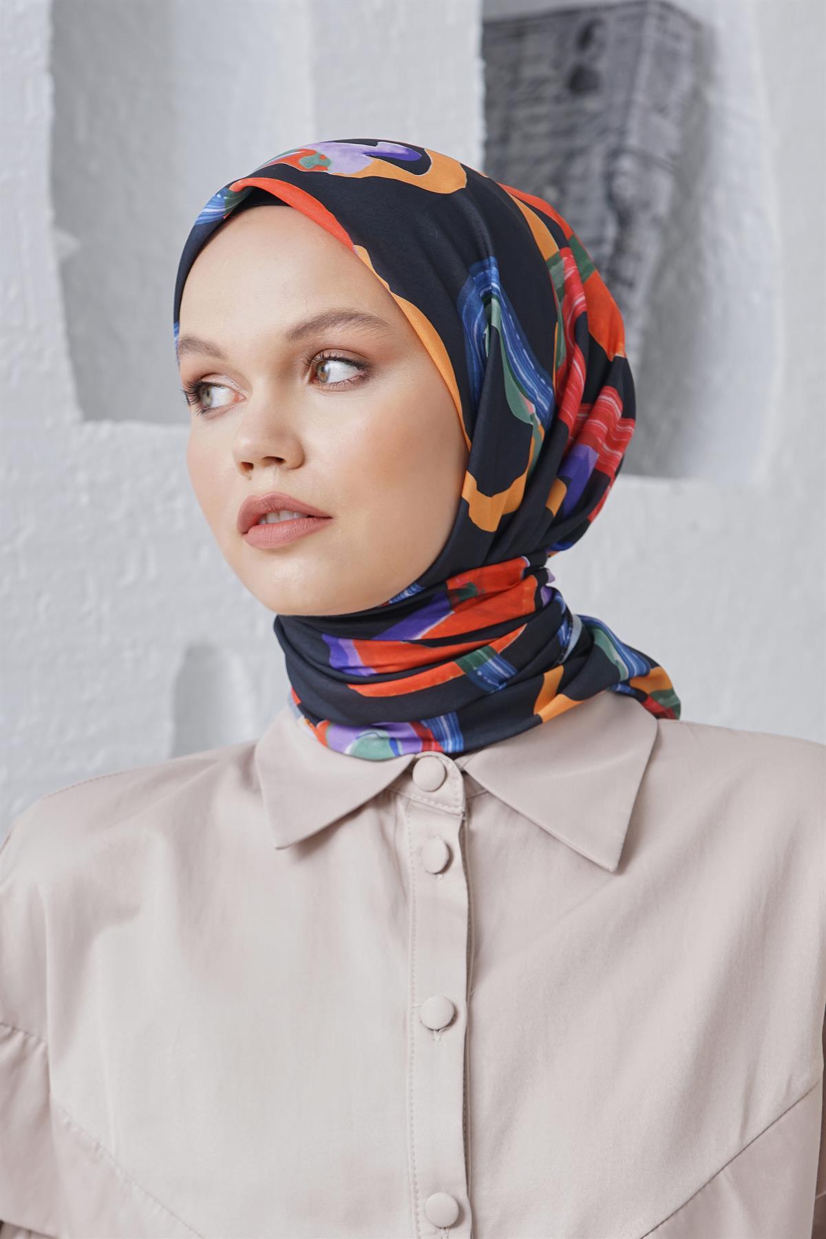 Loryan Scarf Linen Keten Karışımlı Pamuklu Confetti Desenli Eşarp Siyah