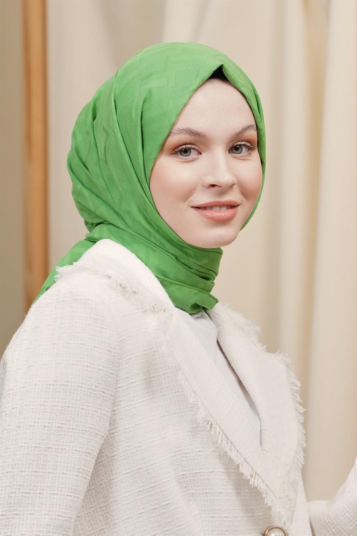 Loryan Scarf Logo Desen, Jakarlı Pamuklu Şal Neon Benetton