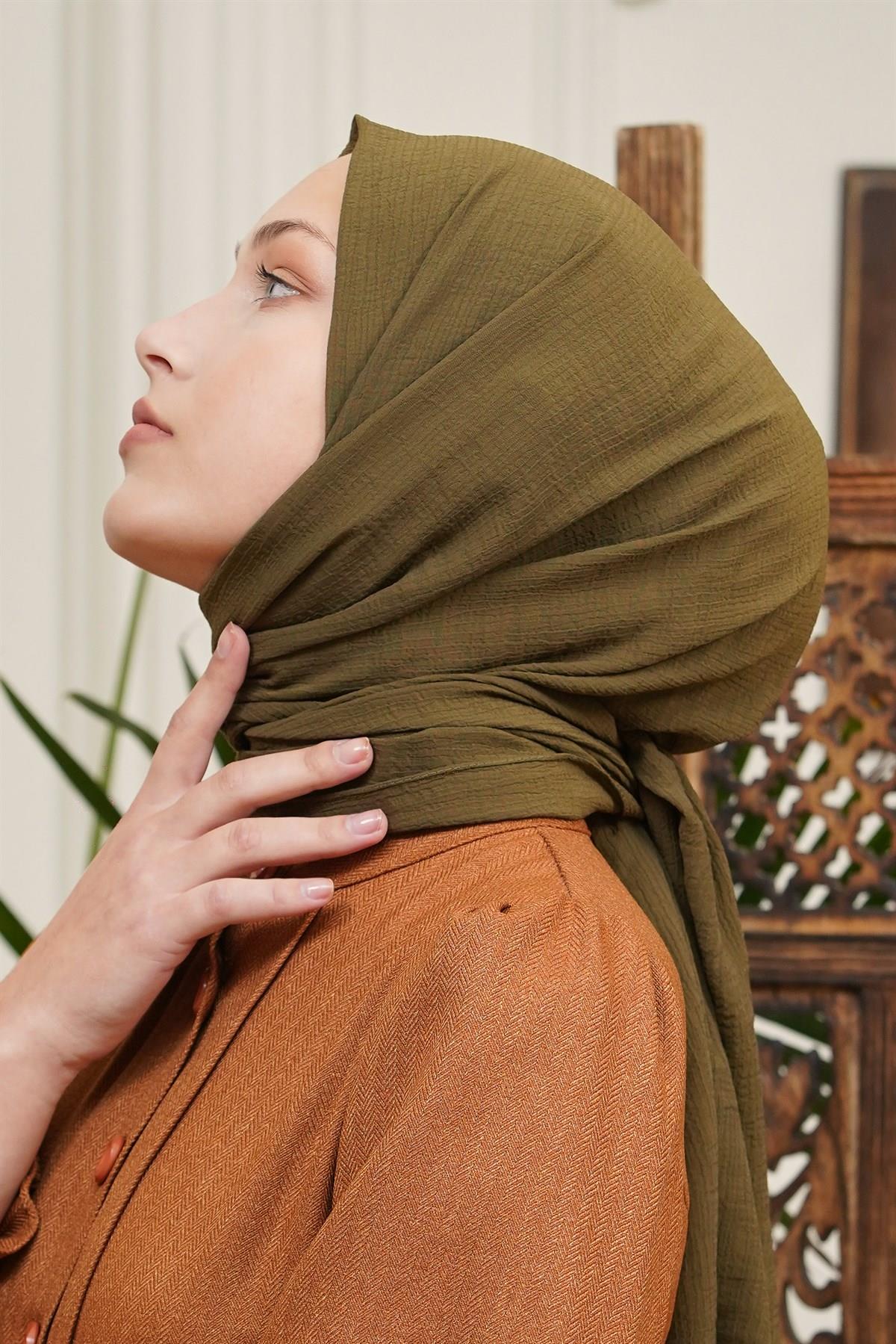 Loryan Scarf Tek Renk, Pamuklu Shimmer Şal Açık Kahve
