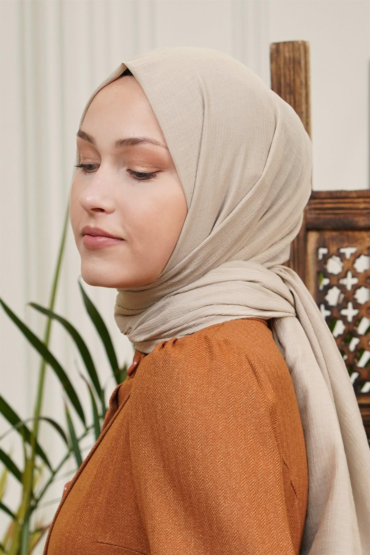 Loryan Scarf Tek Renk, Pamuklu Shimmer Şal Taş