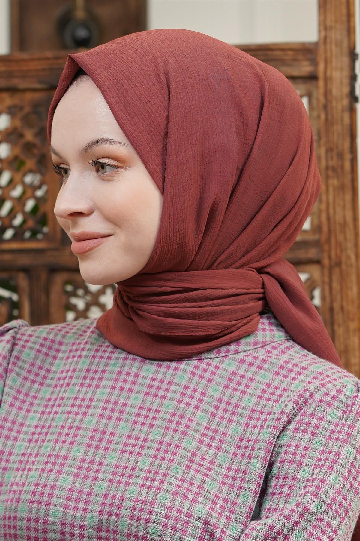 Loryan Scarf Tek Renk, Pamuklu Shimmer Şal Bakır