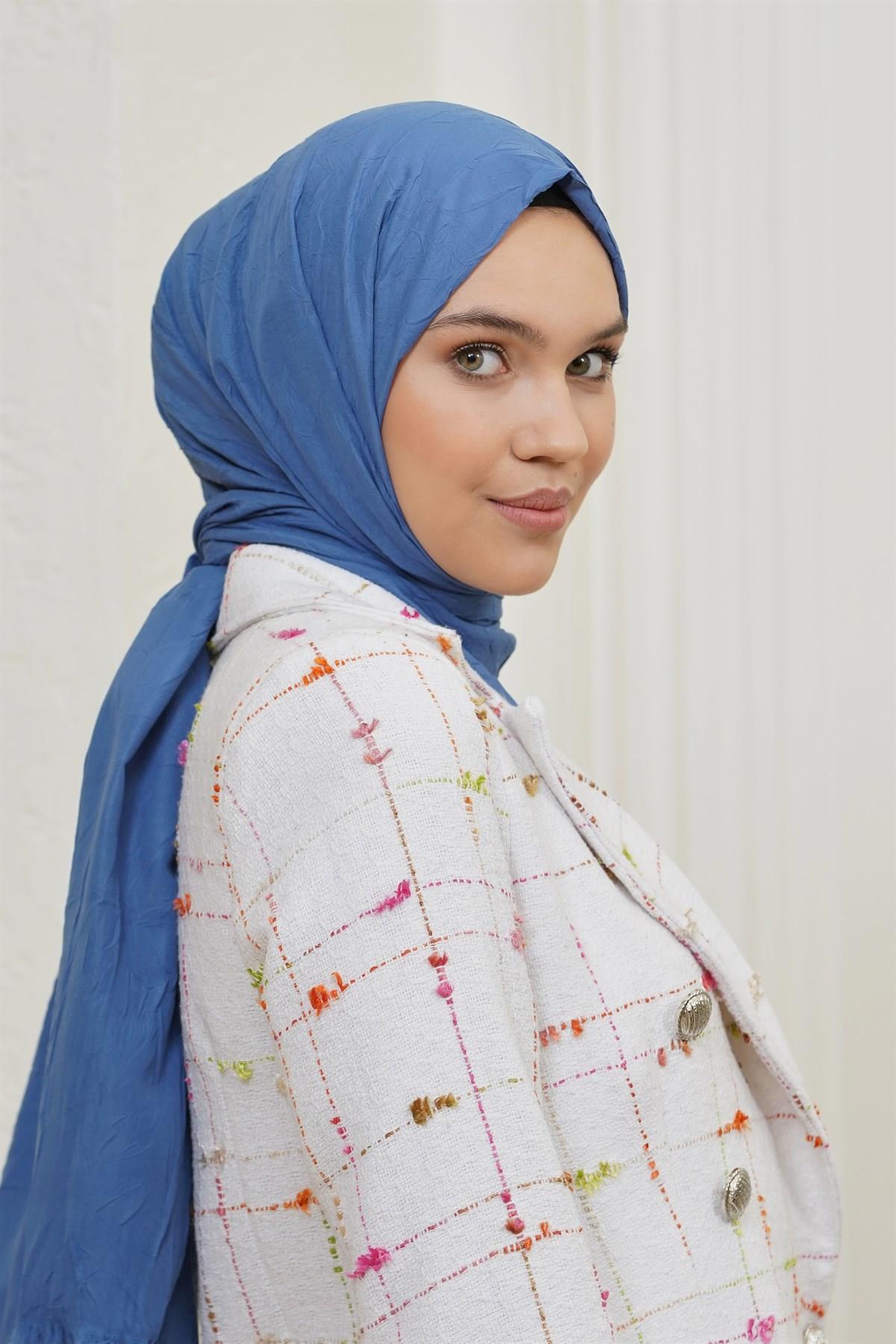 Loryan Scarf Viva Crush Bambu Kraş Şal Kot Mavi