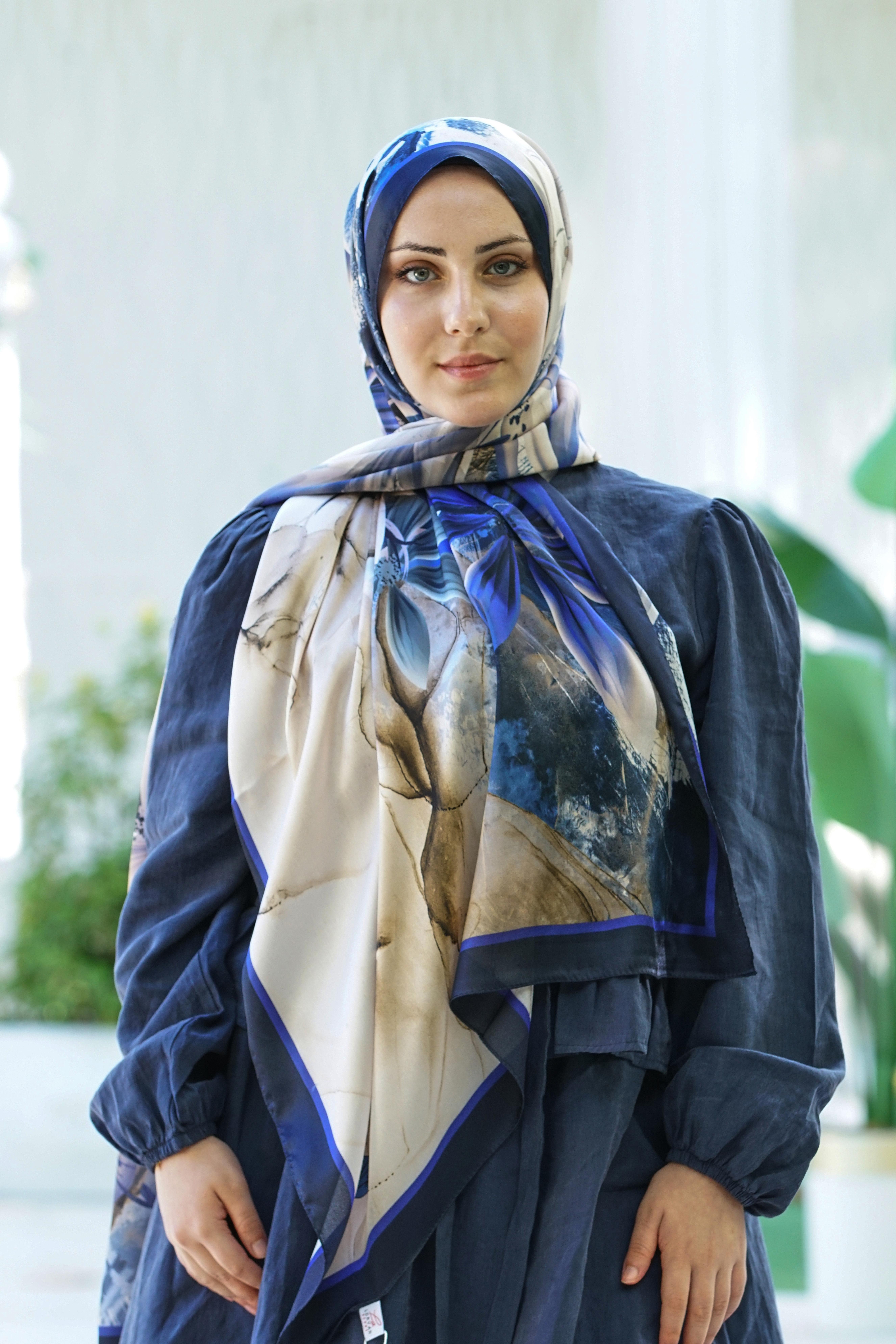Loryan Scarf Zerre Flora Şal - Saks