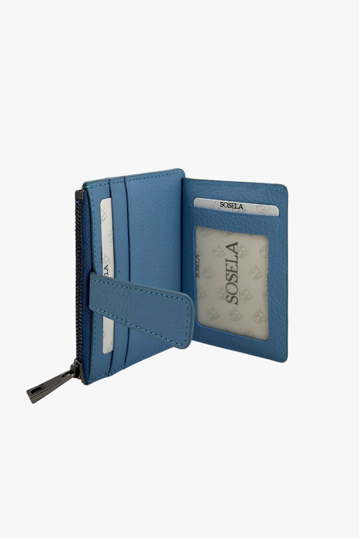 SOSELA 23-1049 Kadın Mavi Deri Cüzdan