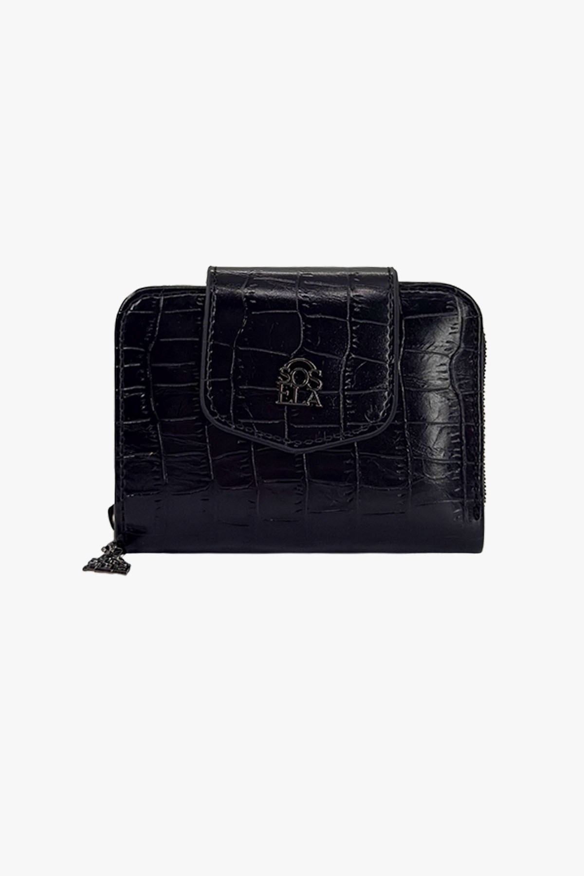 Sosela 56-4054 Kroko/Siyah Kadın Cüzdan