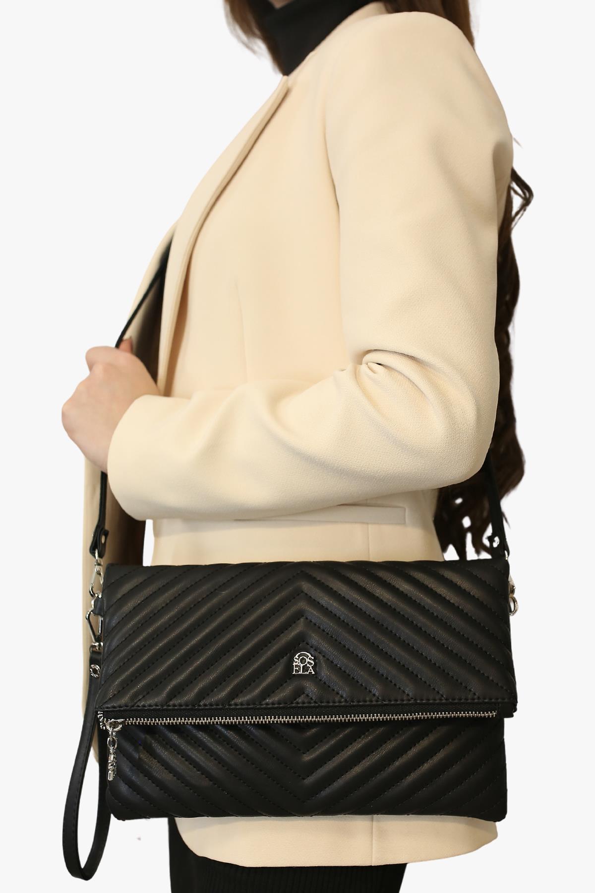 SOSELA 67-6010 Kadın Siyah Portföy Çanta