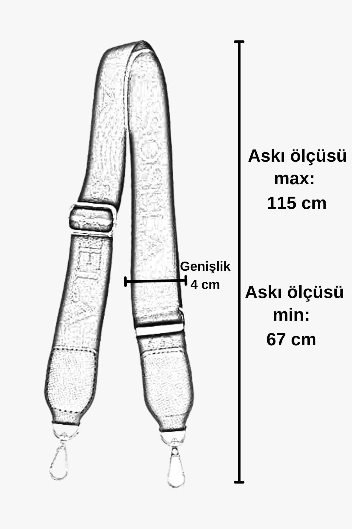 Sosela 99-90005 Beyaz 4 cm Kolon Gold  Askı Çanta Aksesuarı